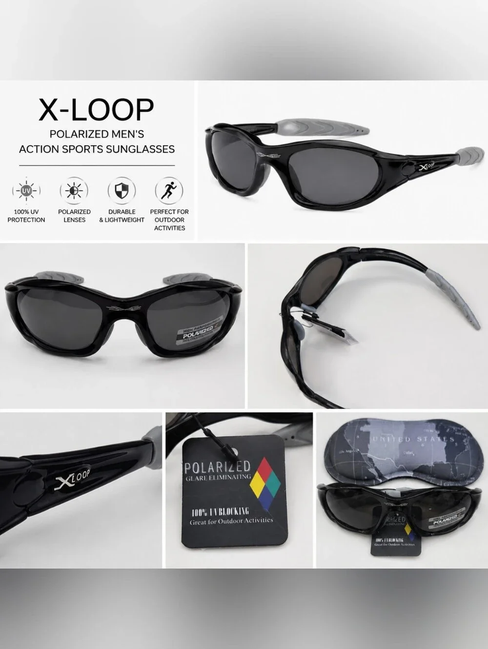 X-loop Polarized Mens Action Sports  Sunglasses Bridge Width 15mm
